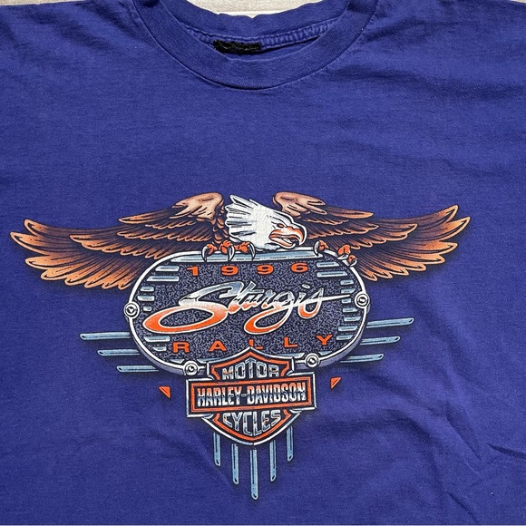 Vintage Harley Davidson 1996 Sturgis Rally T Shirt Single Stitch Bald Eagle - Picture 2 of 6